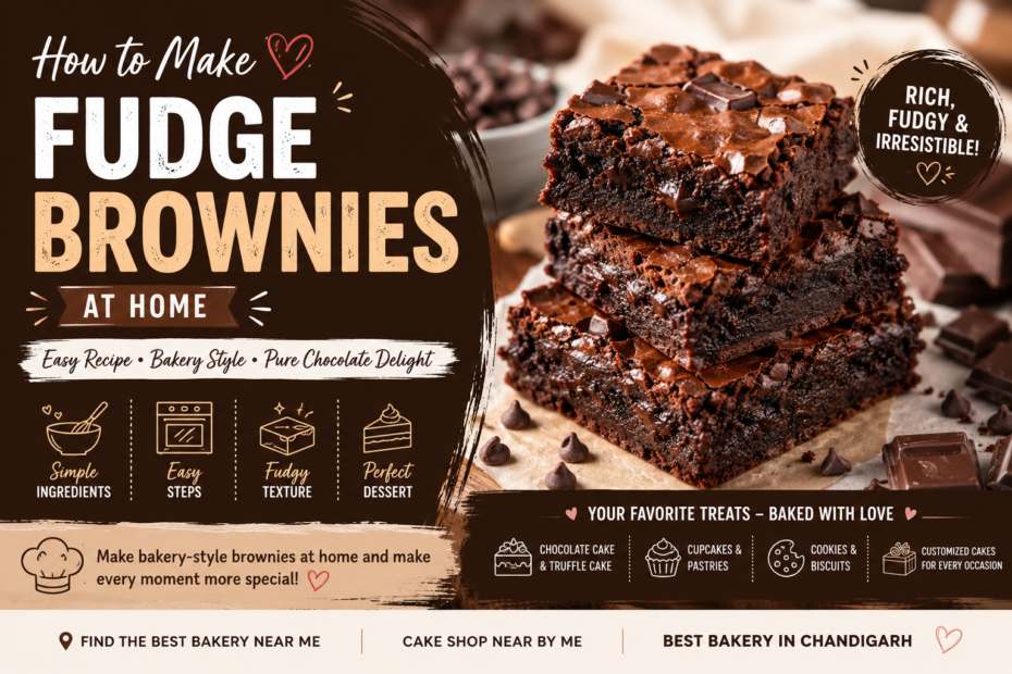 Freshly baked fudgy chocolate brownies on a wooden tray